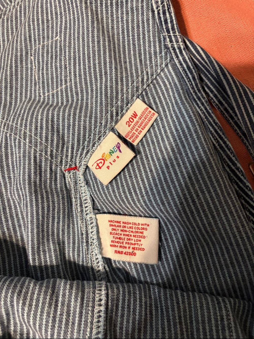Vintage Women’s Plus Blue Striped Short Overalls with Winnie the Pooh Embroidery - Picture 8 of 8